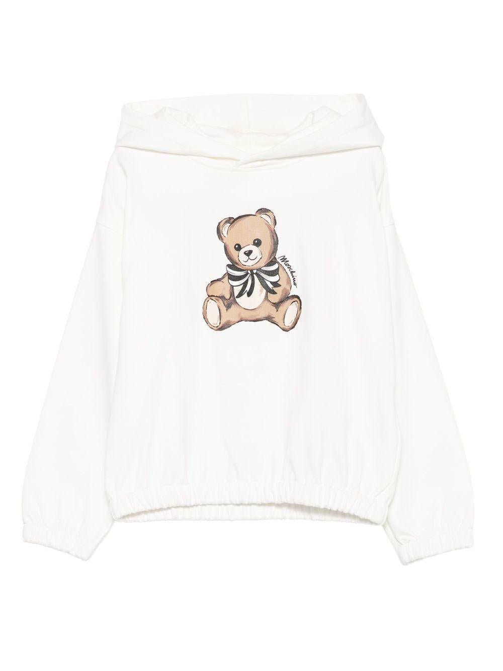 Felpa per bambina Moschino Kids bianca con stampa Teddy Bear - Rubino Kids