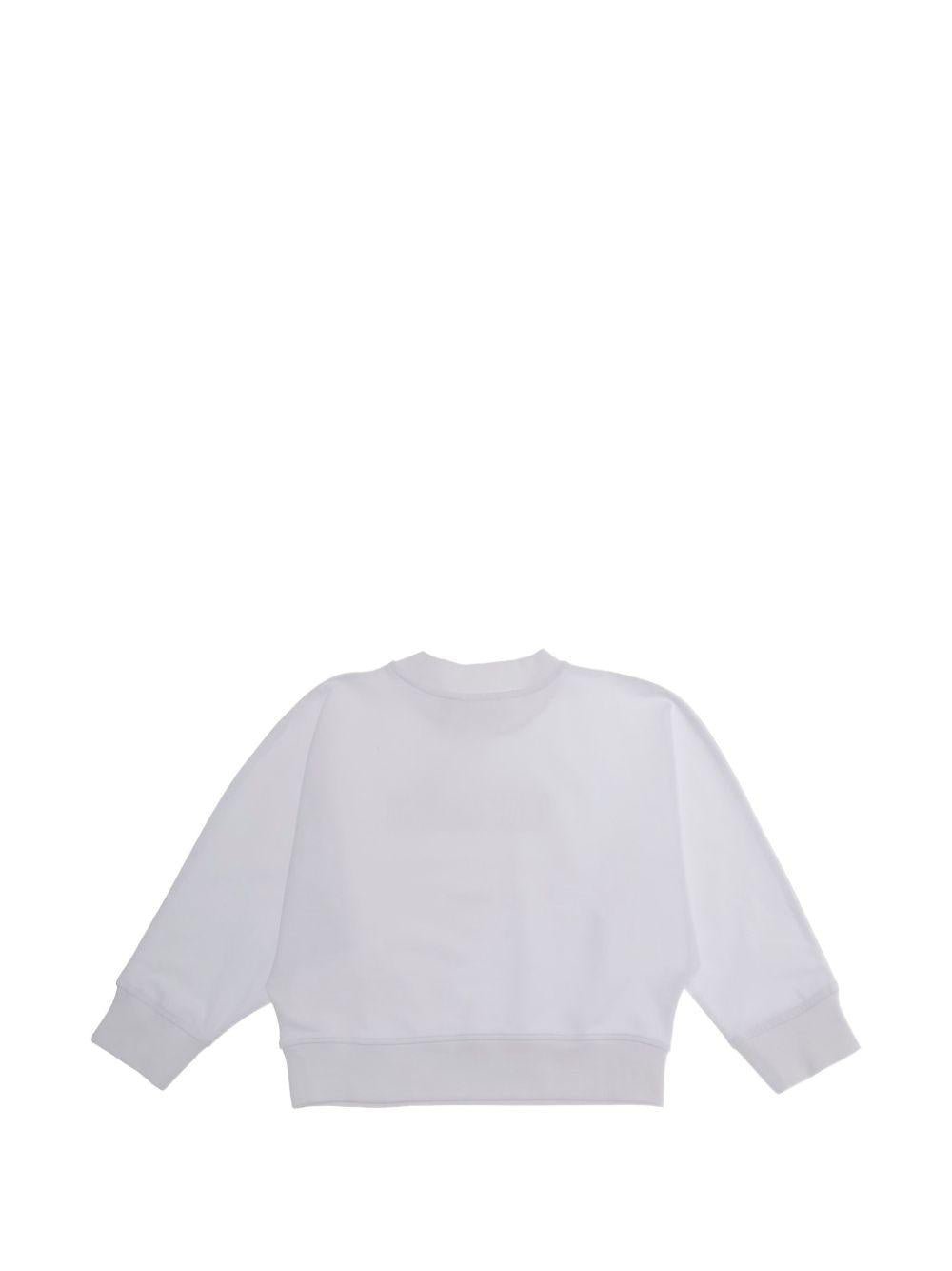 Felpa per bambina Moschino Kids bianca con strass - Rubino Kids