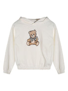 Felpa per bambina Moschino Kids bianco con stampa Teddy - Rubino Kids