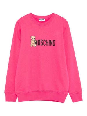Felpa per bambina Moschino Kids fucsia con stampa Teddy Bear
