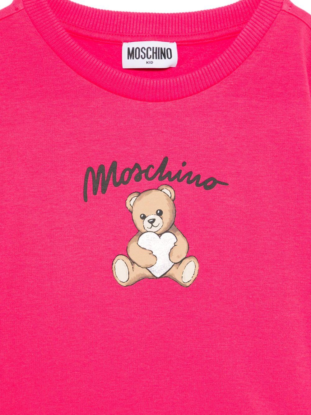 Felpa per bambina Moschino Kids fucsia con stampa Teddy - Rubino Kids