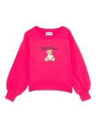 Felpa per bambina Moschino Kids fucsia con stampa Teddy - Rubino Kids