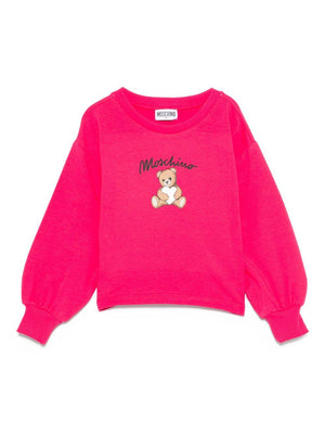 Moschino Kids fuchsia sweatshirt for girls with teddy print