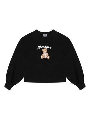 Moschino Kids black sweatshirt for girls with Teddy Bear print