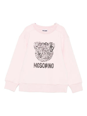 Moschino Kids pink sweatshirt for girls with bear motif