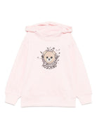 Felpa per bambina Moschino Kids rosa con stampa orsetto e note musicali - Rubino Kids