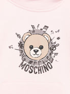 Felpa per bambina Moschino Kids rosa con stampa orsetto e note musicali - Rubino Kids