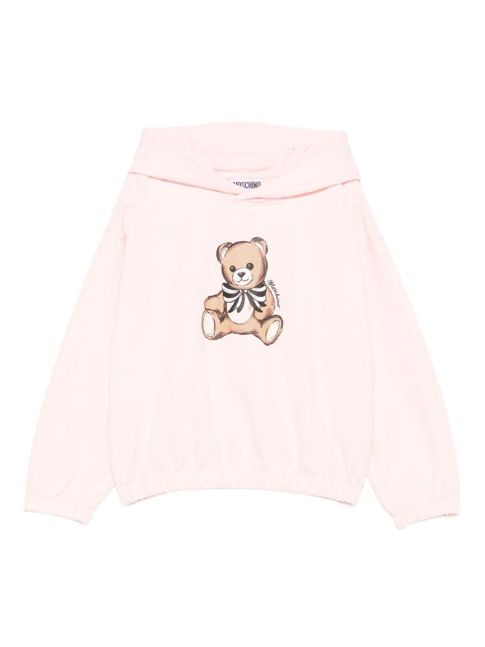 Felpa per bambina Moschino Kids rosa con stampa Teddy Bear - Rubino Kids