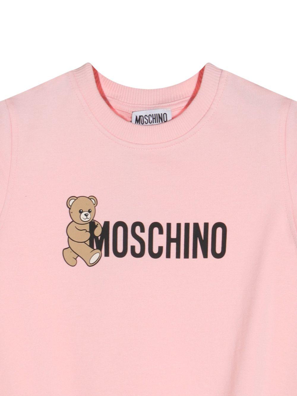 Felpa per bambina Moschino Kids rosa con stampa Teddy Bear - Rubino Kids