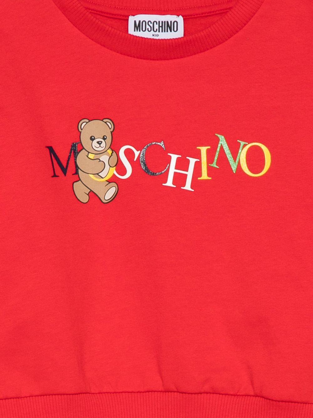 Felpa per bambina Moschino Kids rossa con ricamo orsetto - Rubino Kids