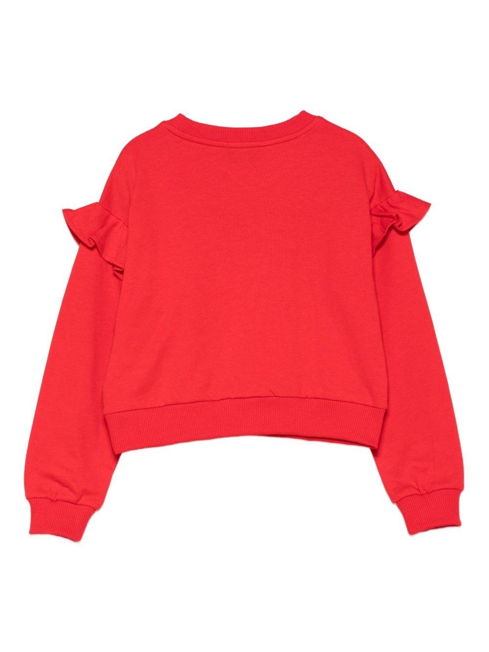 Felpa per bambina Moschino Kids rossa con ricamo orsetto - Rubino Kids