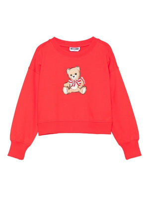 Felpa per bambina Moschino Kids rossa con stampa orso