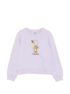 Felpa per bambina Moschino Kids viola con stampa orsetto sul davanti - Rubino Kids
