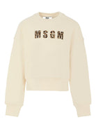 Felpa per bambina MSGM Kids beige con logo leopardato - Rubino Kids