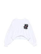 Felpa per bambina MSGM Kids bianca con applicazione logo - Rubino Kids