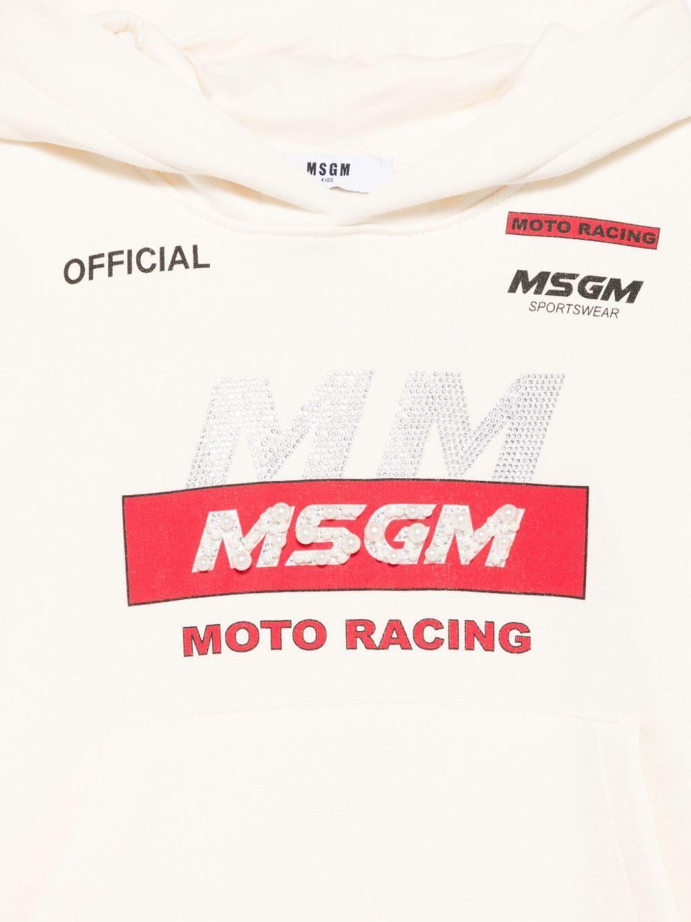 Felpa per bambina MSGM Kids bianca con cappuccio classico - Rubino Kids