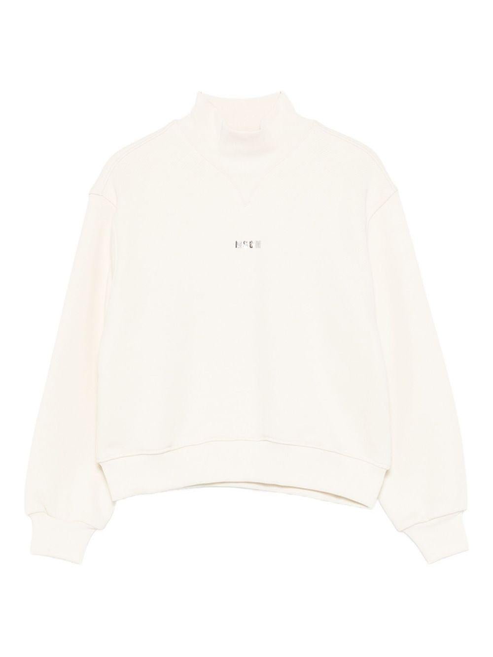 Felpa per bambina MSGM Kids bianca con collo alto - Rubino Kids