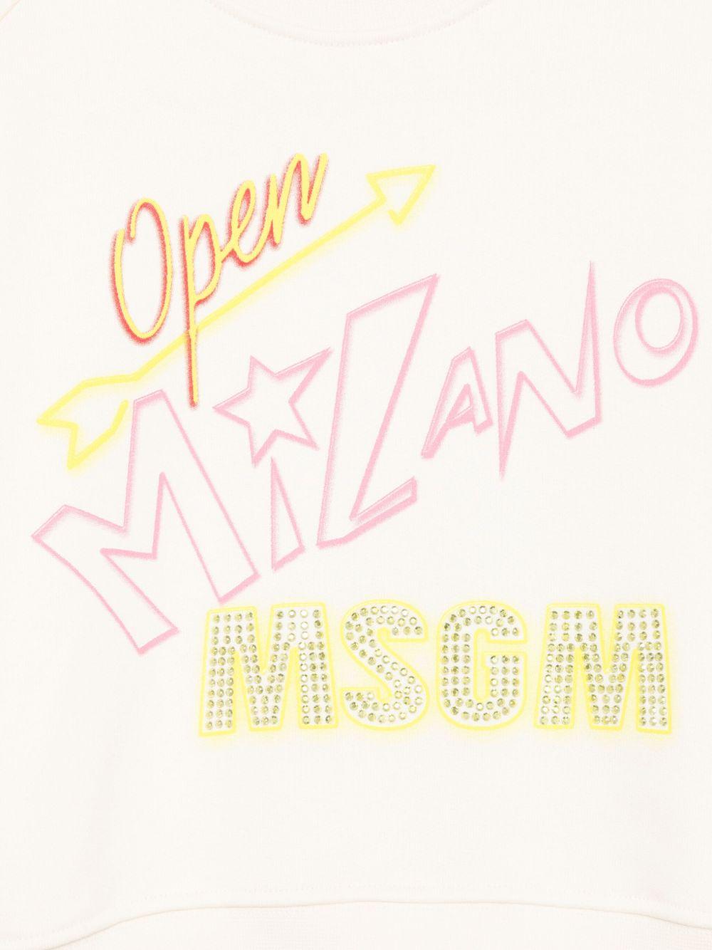 Felpa per bambina MSGM Kids bianco con logo sul davanti - Rubino Kids