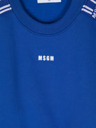 Felpa per bambina MSGM Kids blu con logo - nastro sulle maniche - Rubino Kids