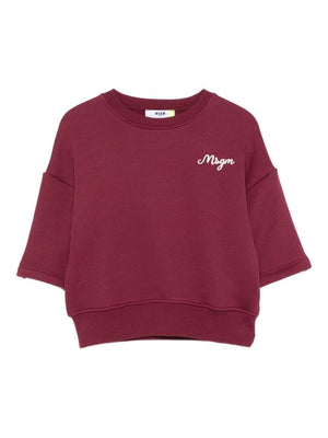 Felpa per bambina MSGM Kids bordeaux con logo ricamato