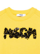Felpa per bambina MSGM Kids gialla con applicazione logo - Rubino Kids