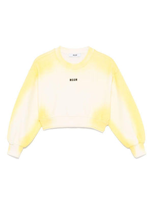 MSGM Kids yellow sweatshirt for girls with logo print on the chest