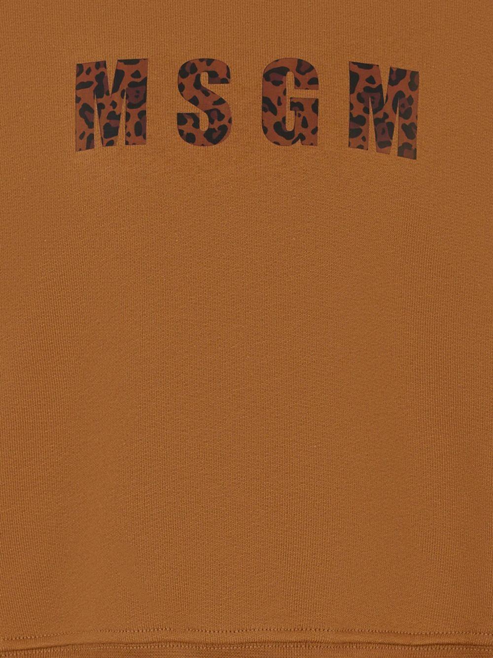 Felpa per bambina MSGM Kids marrone con logo leopardato - Rubino Kids