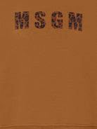 Felpa per bambina MSGM Kids marrone con logo leopardato - Rubino Kids