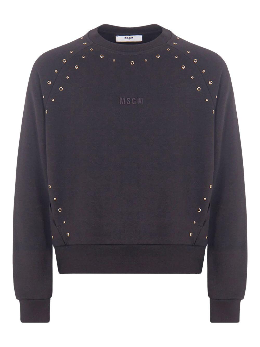 Felpa per bambina MSGM Kids nera con borchie color oro - Rubino Kids