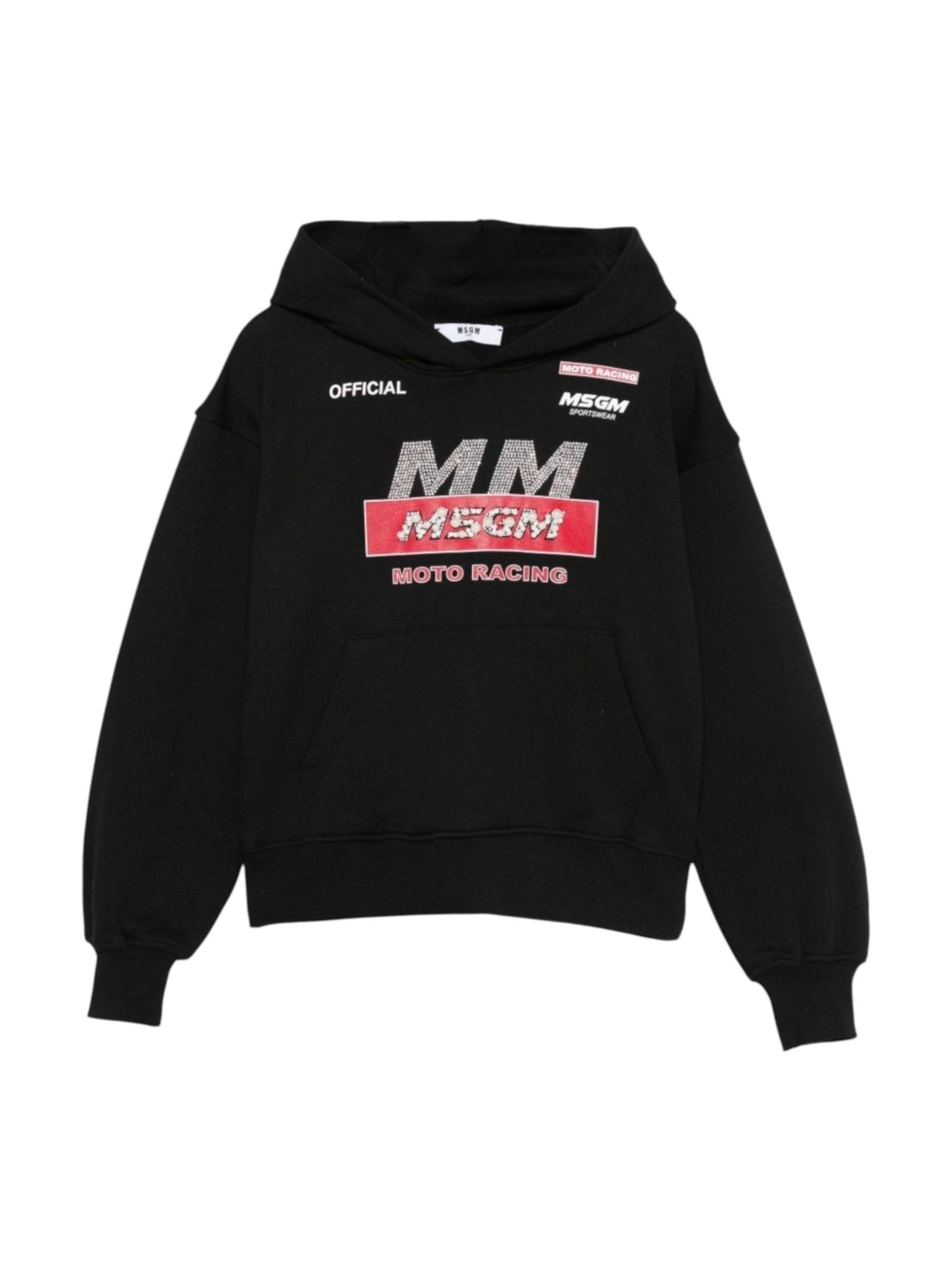 Felpa per bambina MSGM Kids nera impreziosita da cristalli - Rubino Kids