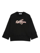 Felpa per bambina MSGM Kids nero con logo sul davanti - Rubino Kids