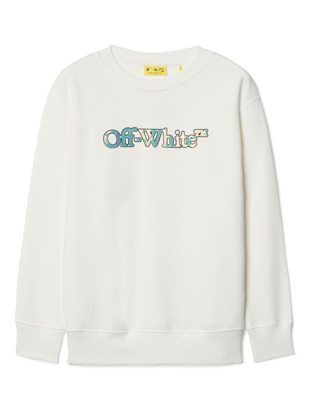 Felpa per bambina Off - White Kids Big Bookish bianco con stampa logo - Rubino Kids