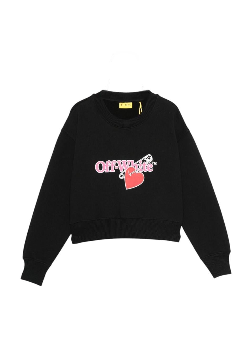 Felpa per bambina Off - White Kids nero con logo sul davanti - Rubino Kids