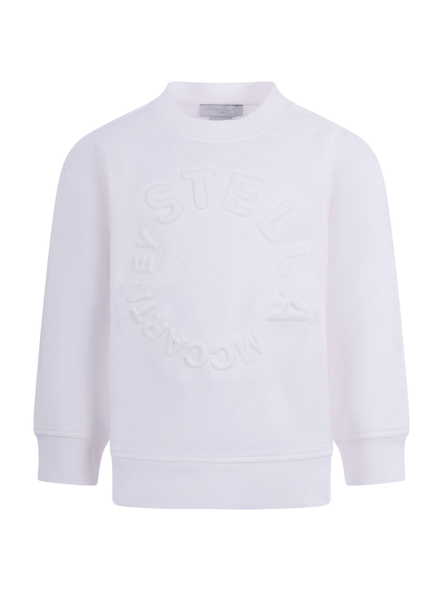 Felpa per bambina Stella McCartney Kids bianca con logo goffrato sul davanti - Rubino Kids