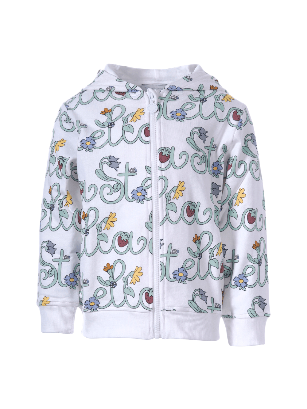 Felpa per bambina Stella McCartney Kids bianca con stampa logo floreale all - over - Rubino Kids