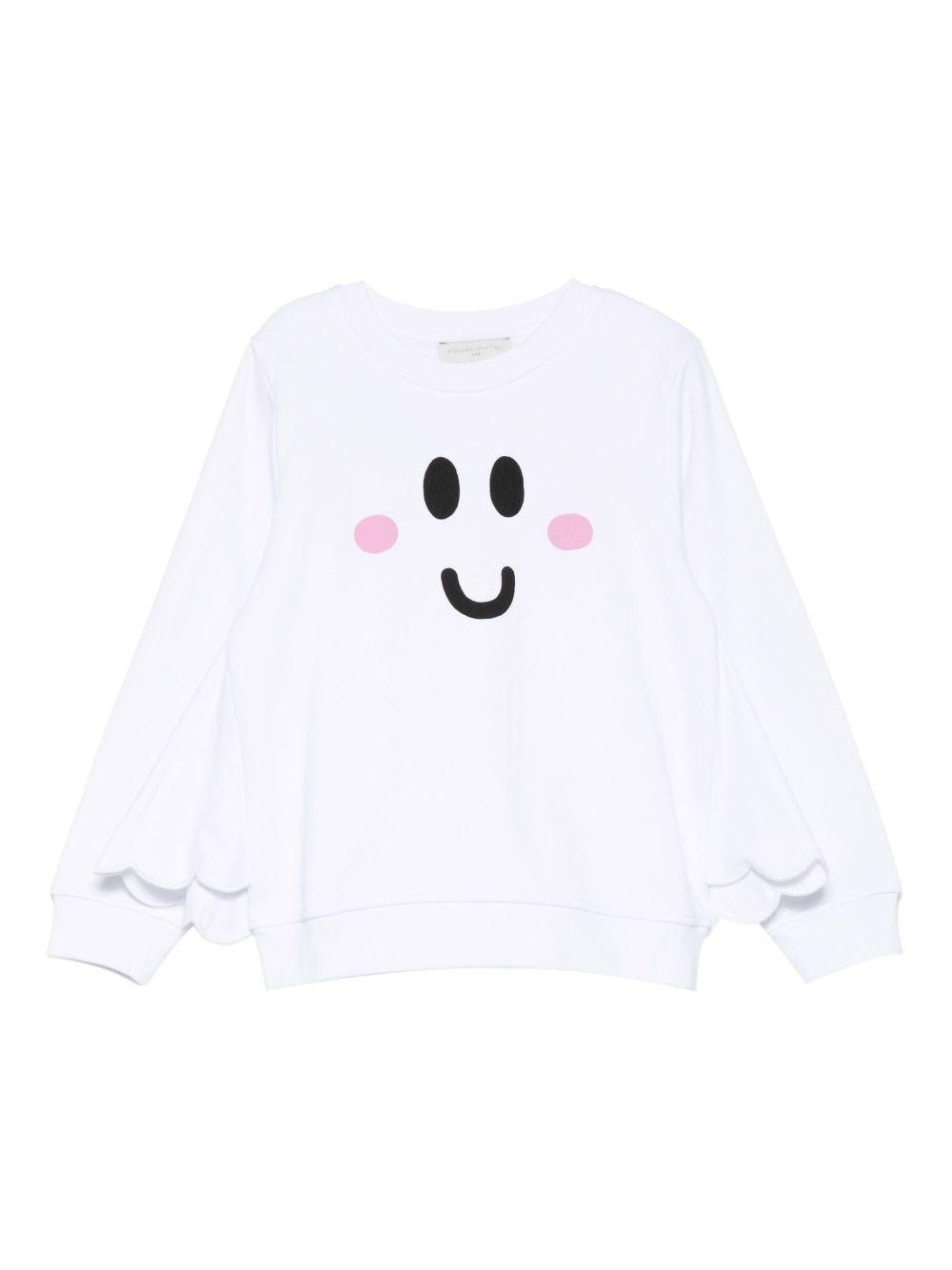 Felpa per bambina Stella McCartney Kids bianco con stampa faccina - Rubino Kids