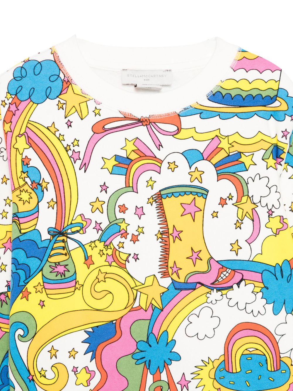 Felpa per bambina Stella McCartney Kids bianco con stampa grafica all - over - Rubino Kids