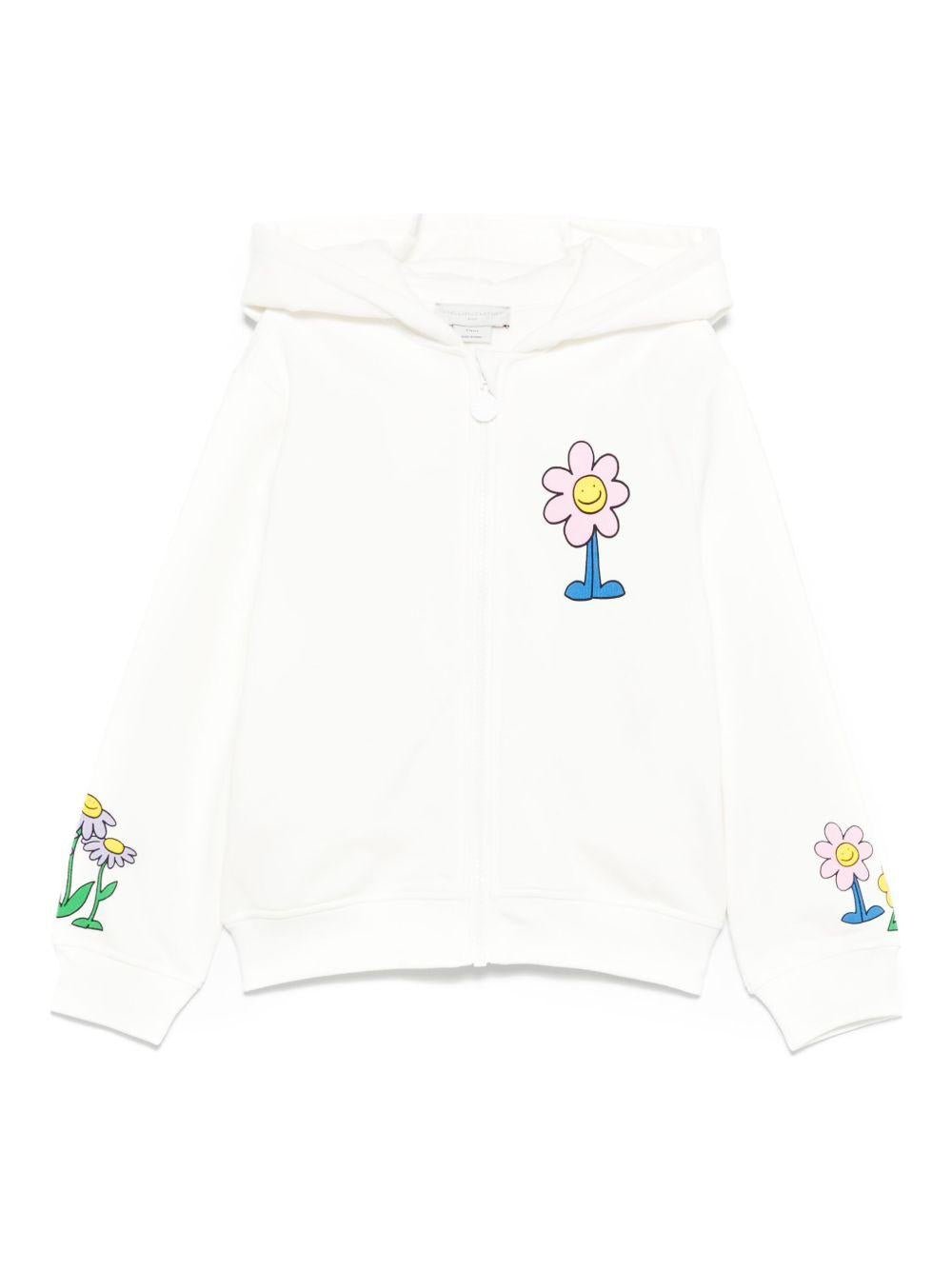 Felpa per bambina Stella McCartney Kids bianco con stampa margherita - Rubino Kids