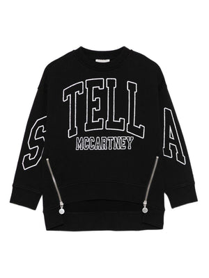 Felpa per bambina Stella McCartney Kids nero con zip laterali