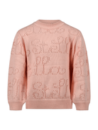 Felpa per bambina Stella McCartney Kids rosa con logo ricamato all - over - Rubino Kids