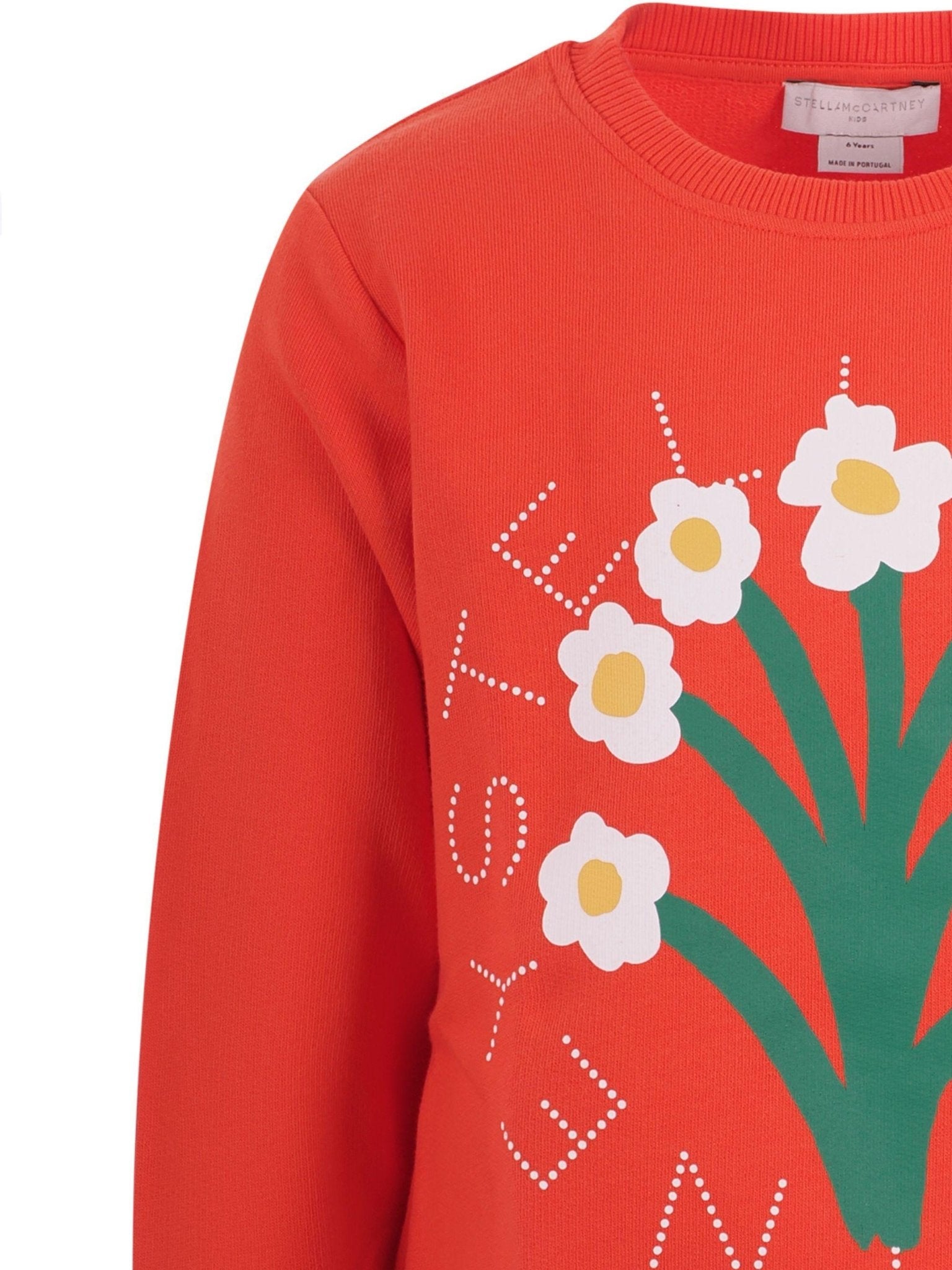 Felpa per bambina Stella McCartney Kids rossa con stampa fiori sul davanti - Rubino Kids