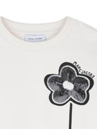 Felpa per bambina The Marc Jacobs Kids bianca con applicazioni a fiore - Rubino Kids