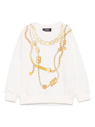 Felpa per bambina Versace Kids bianco con stampa collana loghi - Rubino Kids