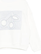 Felpa per bambini Bonpoint bianca con logo ricamato sul davanti - Rubino Kids