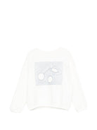 Felpa per bambini Bonpoint bianca con logo ricamato sul davanti - Rubino Kids