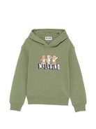 Felpa per bambini Moschini Kids verde con stampa tre Teddy Bear - Rubino Kids