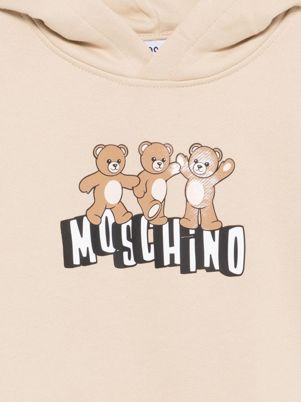 Felpa per bambini Moschino Kids beige con stampa tre Teddy Bear - Rubino Kids