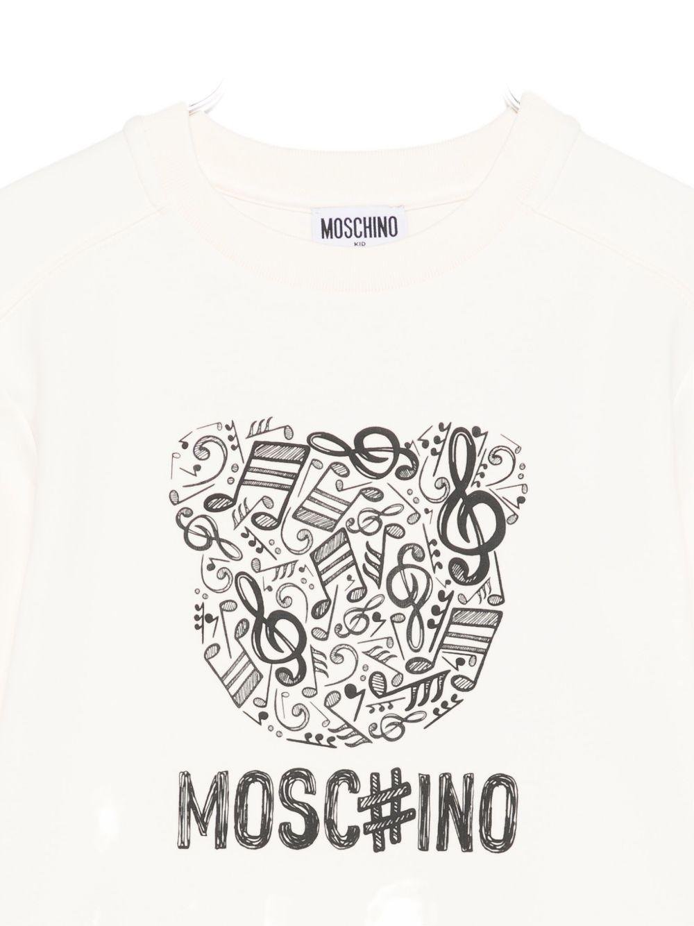 Felpa per bambini Moschino Kids bianca con motivo a note musicali - Rubino Kids