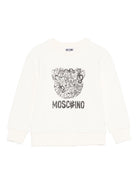 Felpa per bambini Moschino Kids bianca con motivo a note musicali - Rubino Kids