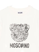 Felpa per bambini Moschino Kids bianca con motivo a note musicali - Rubino Kids